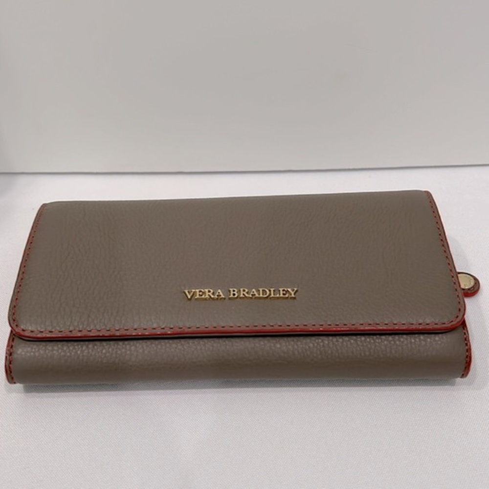 Vera Bradley Audrey Wallet Taupe Genuine Leather